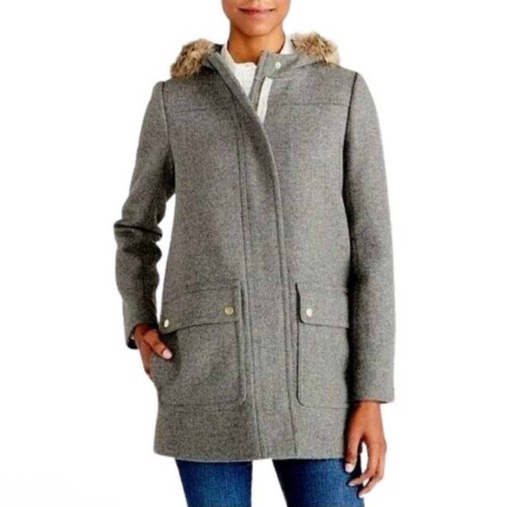J. Crew Factory Gray Hooded Coat